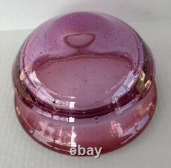 Studio Art Glass Bowl 7 Controlled Bubble Pink Purple Mark Sudduth Modern Art