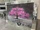Stunning 106x76cm pink blossom tree 3D glitter art picture mirror frame