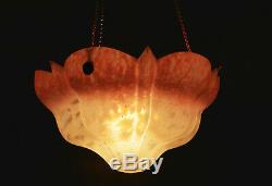 Stunning 1940s RARE art deco large lantern light dish marbled glass all original