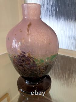 Stunning Antique Monart Scottish Glass Pink, black, purple and green