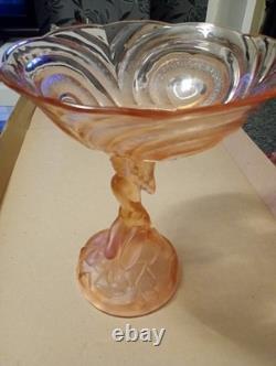 Stunning Art Deco Walther and Sohne Pink Glass Comport