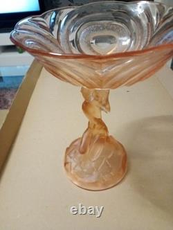 Stunning Art Deco Walther and Sohne Pink Glass Comport