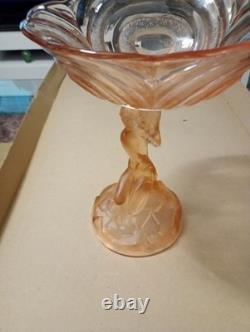 Stunning Art Deco Walther and Sohne Pink Glass Comport