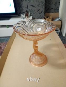 Stunning Art Deco Walther and Sohne Pink Glass Comport