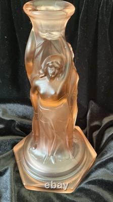 Stunning Art Deco Walther and Sohne Pink Glass Comport 1930's. Three Graces