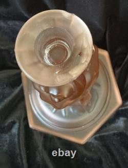 Stunning Art Deco Walther and Sohne Pink Glass Comport 1930's. Three Graces