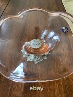 Stunning, Highly Unusual Murano Glass Fruit Display Bowl Pink & Chrome Pedestal