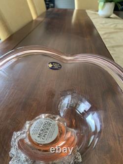 Stunning, Highly Unusual Murano Glass Fruit Display Bowl Pink & Chrome Pedestal