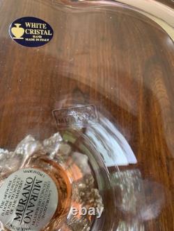 Stunning, Highly Unusual Murano Glass Fruit Display Bowl Pink & Chrome Pedestal