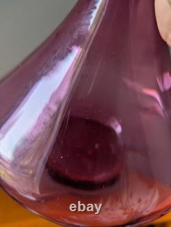 Stunning Hot Pink Magenta Genie Bottle Glass Decanter MCM Retro Empoli 1960s