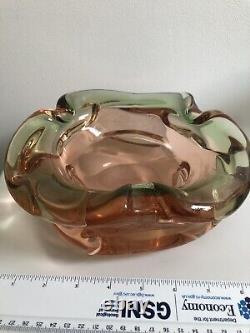 Stunning Murano Pinkish Sommerso Glass Geode Bowl Or Ashtray Excellent