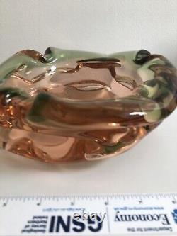 Stunning Murano Pinkish Sommerso Glass Geode Bowl Or Ashtray Excellent