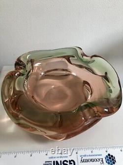 Stunning Murano Pinkish Sommerso Glass Geode Bowl Or Ashtray Excellent