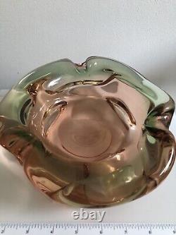 Stunning Murano Pinkish Sommerso Glass Geode Bowl Or Ashtray Excellent