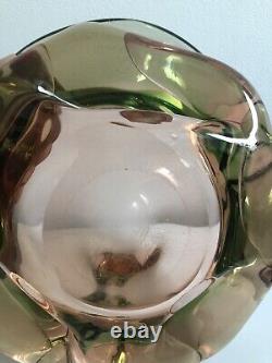 Stunning Murano Pinkish Sommerso Glass Geode Bowl Or Ashtray Excellent