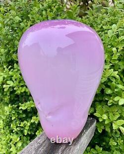 Stunning Unique Unusual Art Glass Vase Pink Sculptural Fluid Shape Artist Made