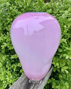 Stunning Unique Unusual Art Glass Vase Pink Sculptural Fluid Shape Artist Made
