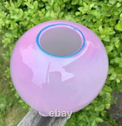 Stunning Unique Unusual Art Glass Vase Pink Sculptural Fluid Shape Artist Made