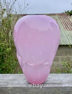 Stunning Unique Unusual Art Glass Vase Pink Sculptural Fluid Shape Artist Made