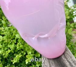 Stunning Unique Unusual Art Glass Vase Pink Sculptural Fluid Shape Artist Made