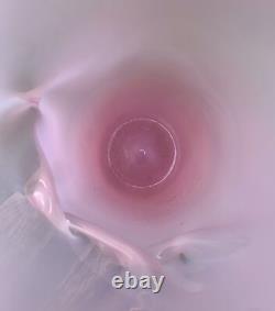 Stunning Unique Unusual Art Glass Vase Pink Sculptural Fluid Shape Artist Made