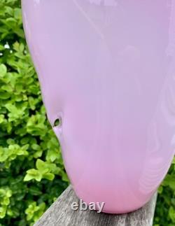 Stunning Unique Unusual Art Glass Vase Pink Sculptural Fluid Shape Artist Made