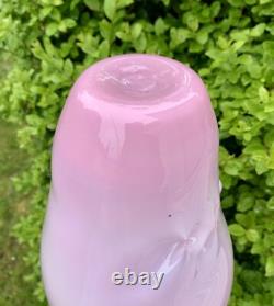 Stunning Unique Unusual Art Glass Vase Pink Sculptural Fluid Shape Artist Made