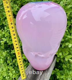 Stunning Unique Unusual Art Glass Vase Pink Sculptural Fluid Shape Artist Made