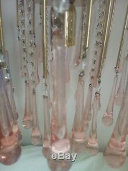 Stunning Vintage Pink Murano Glass Chandelier
