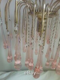 Stunning Vintage Pink Murano Glass Chandelier