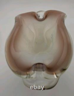 Stunning Vintage Pink Opalescent Murano Sommerso Art Glass Ashtray Dish Bowl