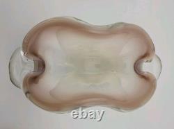 Stunning Vintage Pink Opalescent Murano Sommerso Art Glass Ashtray Dish Bowl