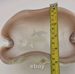 Stunning Vintage Pink Opalescent Murano Sommerso Art Glass Ashtray Dish Bowl