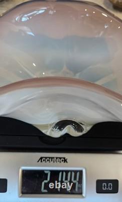 Stunning Vintage Pink Opalescent Murano Sommerso Art Glass Ashtray Dish Bowl