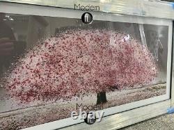 Stunning pale pink blossom tree 3D glitter art picture in a mirrored frame