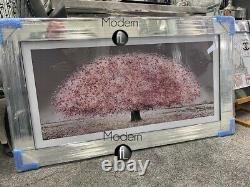 Stunning pale pink blossom tree 3D glitter art picture in a mirrored frame