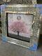Stunning pink blossom tree 3D glitter art picture in crushed diamond frame