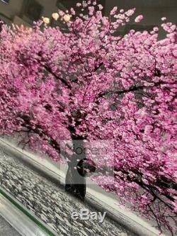 Stunning pink blossom tree 3D glitter art picture mirror frame