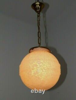 Stylish French Art Deco Pendant Ceiling Light With Pink Vichy Glass Shade 2601