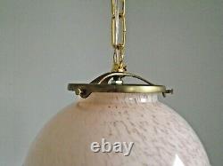 Stylish French Art Deco Pendant Ceiling Light With Pink Vichy Glass Shade 2601