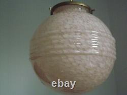 Stylish French Art Deco Pendant Ceiling Light With Pink Vichy Glass Shade 2601