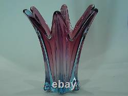 Substantial and Rare Vintage Murano Seguso Sommerso Glass Vase pink and blue