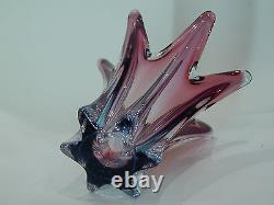 Substantial and Rare Vintage Murano Seguso Sommerso Glass Vase pink and blue