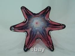 Substantial and Rare Vintage Murano Seguso Sommerso Glass Vase pink and blue