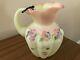 Superb Fenton Burmese 5.5 Pitcher Pansies Hand Painted By C. Griffitts