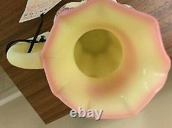 Superb Fenton Burmese 5.5 Pitcher Pansies Hand Painted By C. Griffitts