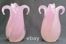 Superb Pair Archimede Seguso / Oball Luigi Onesto Alabastro Murano Glass Vases