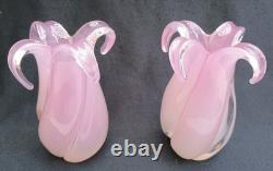 Superb Pair Archimede Seguso / Oball Luigi Onesto Alabastro Murano Glass Vases