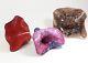 Superb Rare 3 Pcs Set Pink Shells Art Glass Signed Chihuly Style