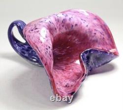 Superb Rare 3 Pcs Set Pink Shells Art Glass Signed Chihuly Style